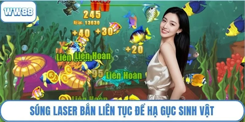 Súng laser bắn liên tục để hạ gục sinh vật